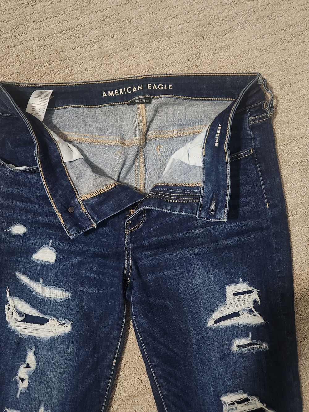 American Eagle Outfitters Dark Blue Distressed Jeggings